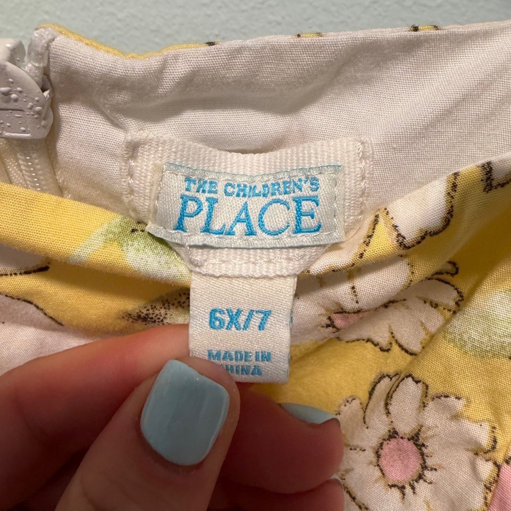 The Children's Place Floral Sun Dress Yellow 6X/7 Daisy Bow Summer Casual - Picture 3 of 4